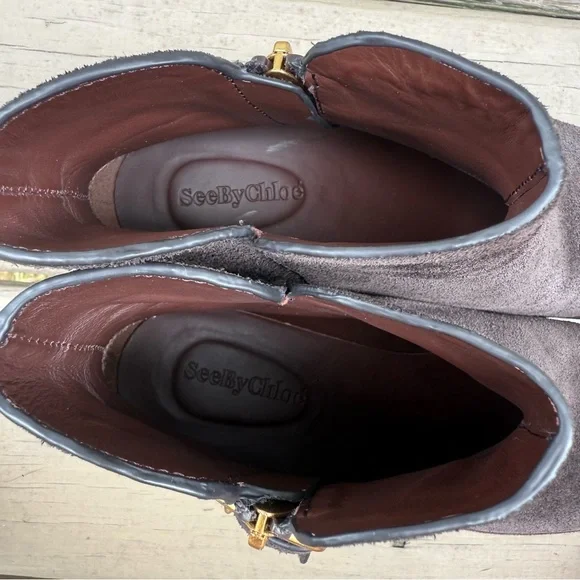 See by Chloe suede Louise ankle booties in Dark Brown size 37 - Picture 13 of 16